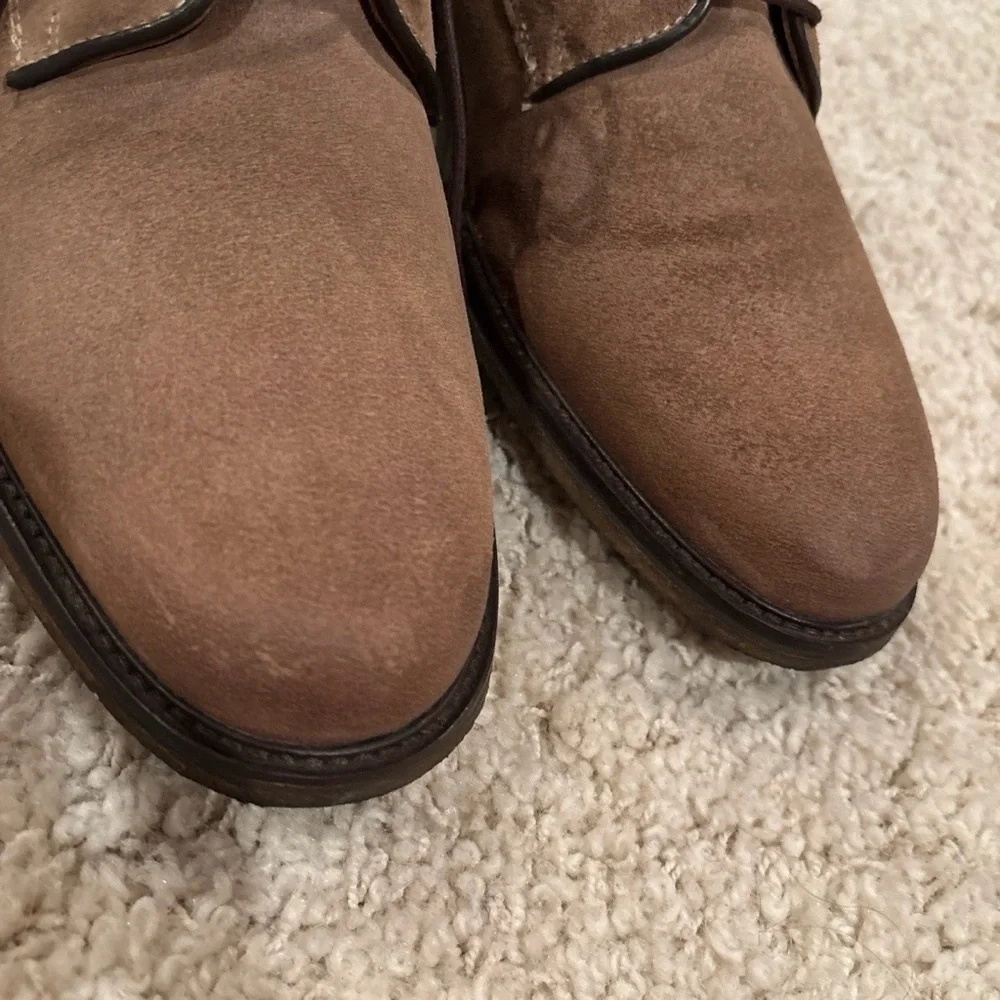 Johnston & Murphy Men's Size 11 Sheepskin Plain Toe Suede Oxford Tan Brown Shoes